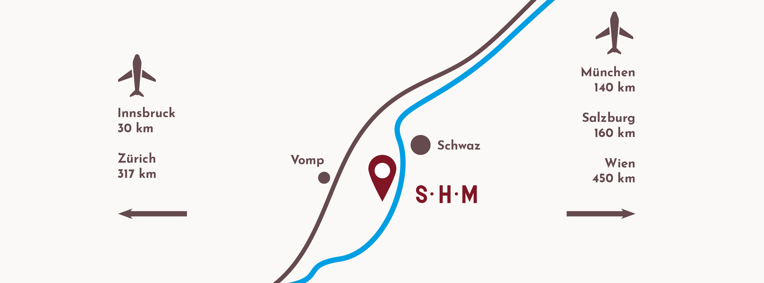 Lage und Anfahrt Anfahrt Schlosshotel Mitterhart Lage Vomp Schwaz